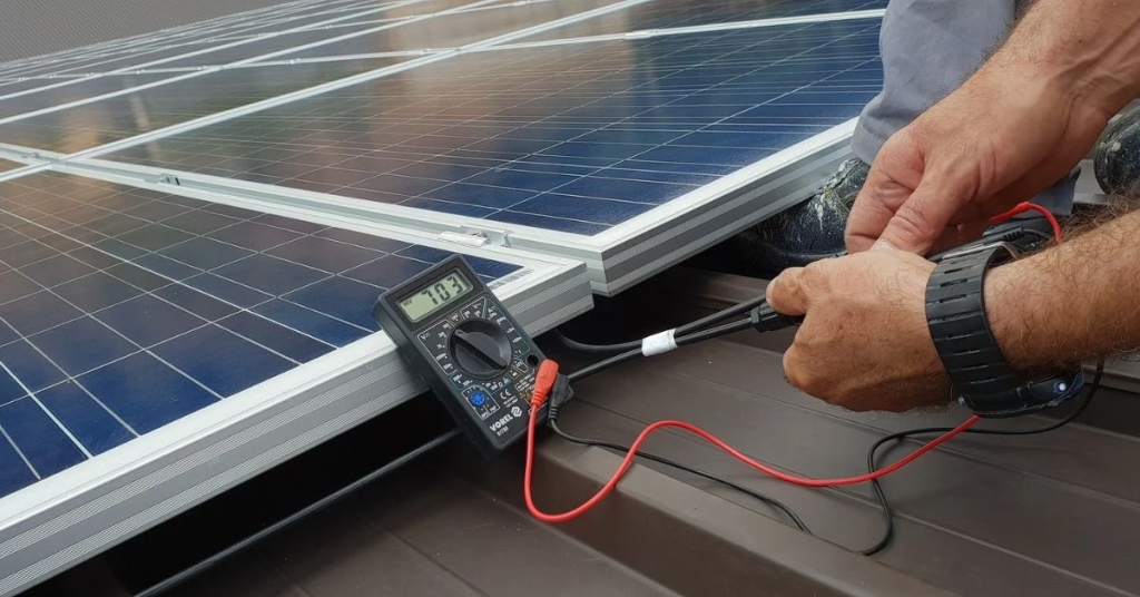 Solar system maintenance tips showing clean solar panels and routine inspection for better performance