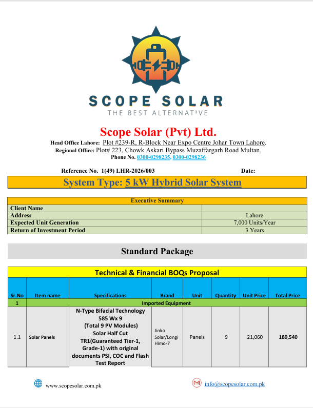 5 kW Hybrid Solar System – Standard Package - Scope Solar