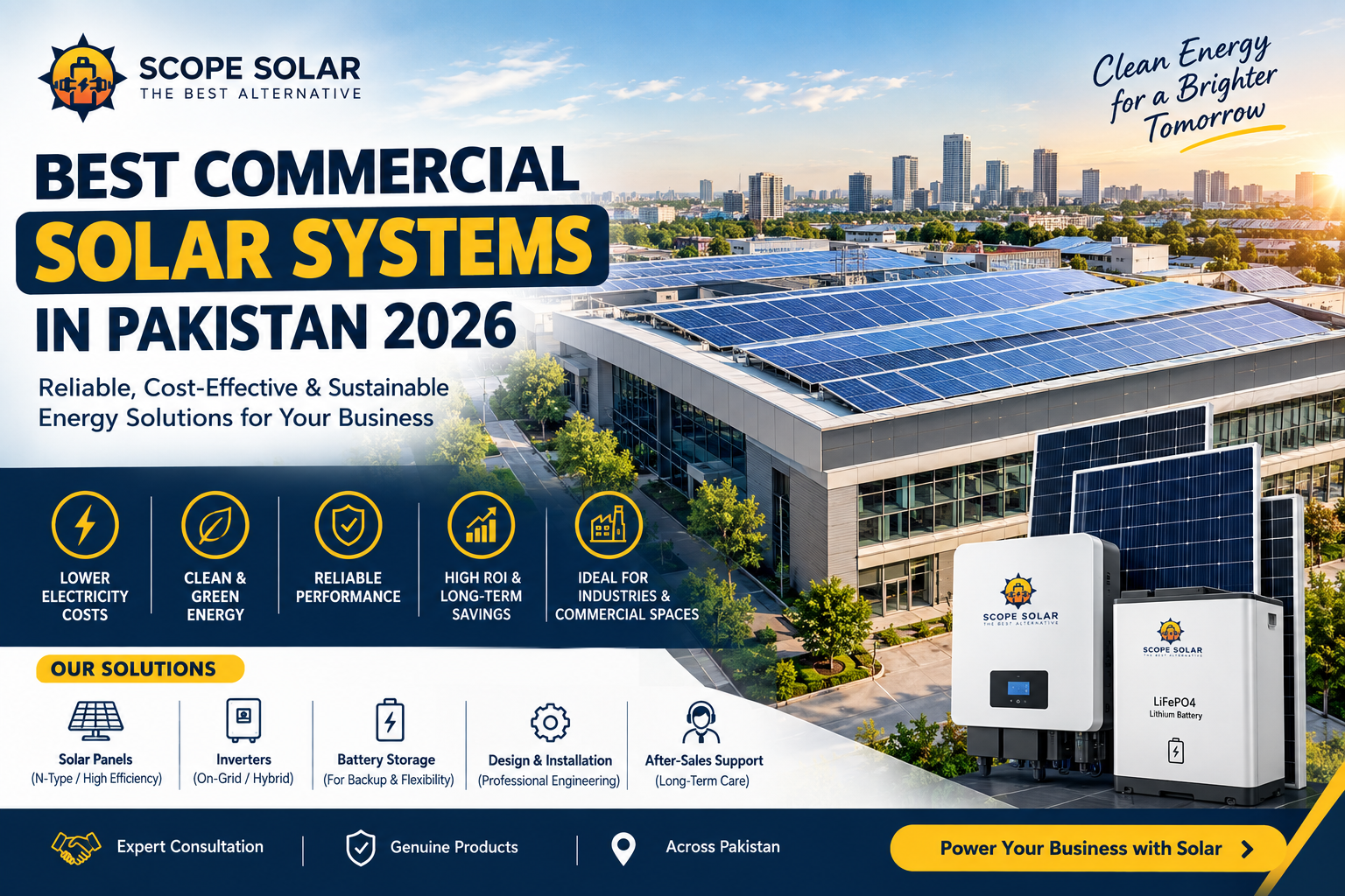 Best commercial solar systems in Pakistan 2026 with high-efficiency solar panels and advanced energy solutions by Scope Solar